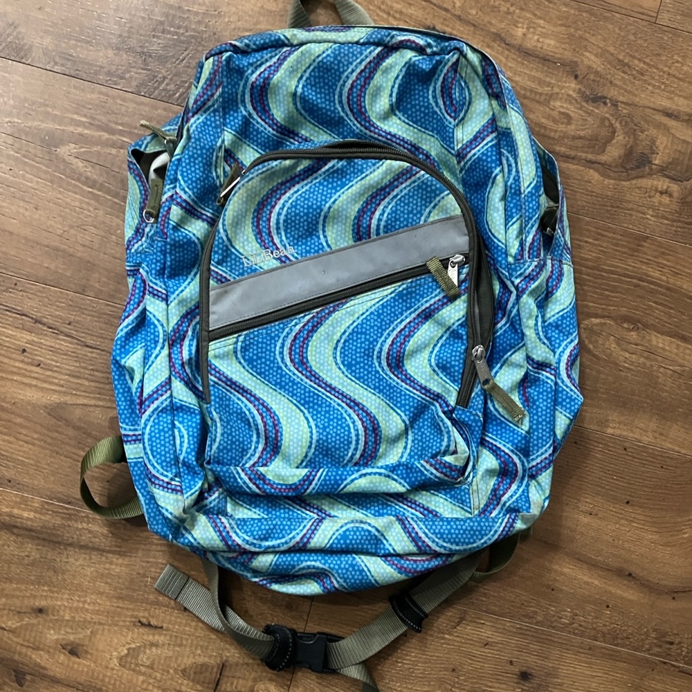 L.L. Bean Blue and Green Kids Backpack